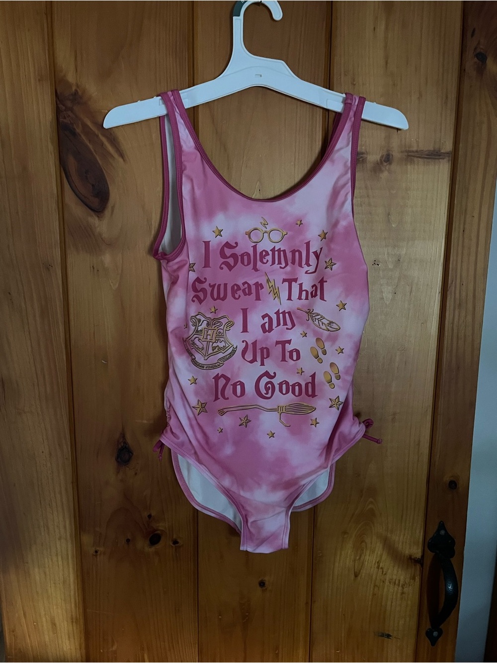 Harry Potter Pink Tie-Dye Kids One Piece Swim - "I Solemnly Swear"
